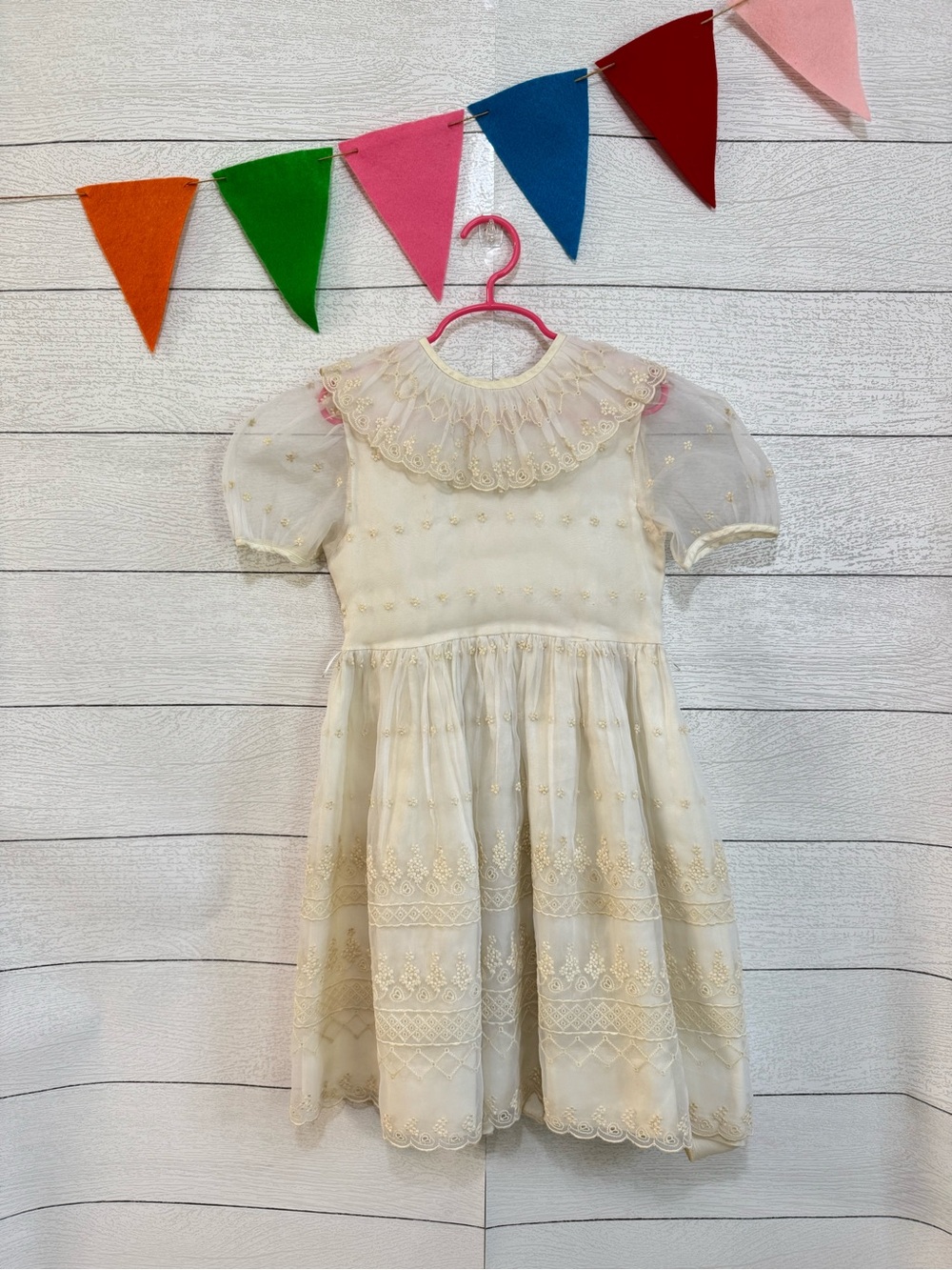 Vintage Saks 5th Avenue Ivory Lace Girls' Dress